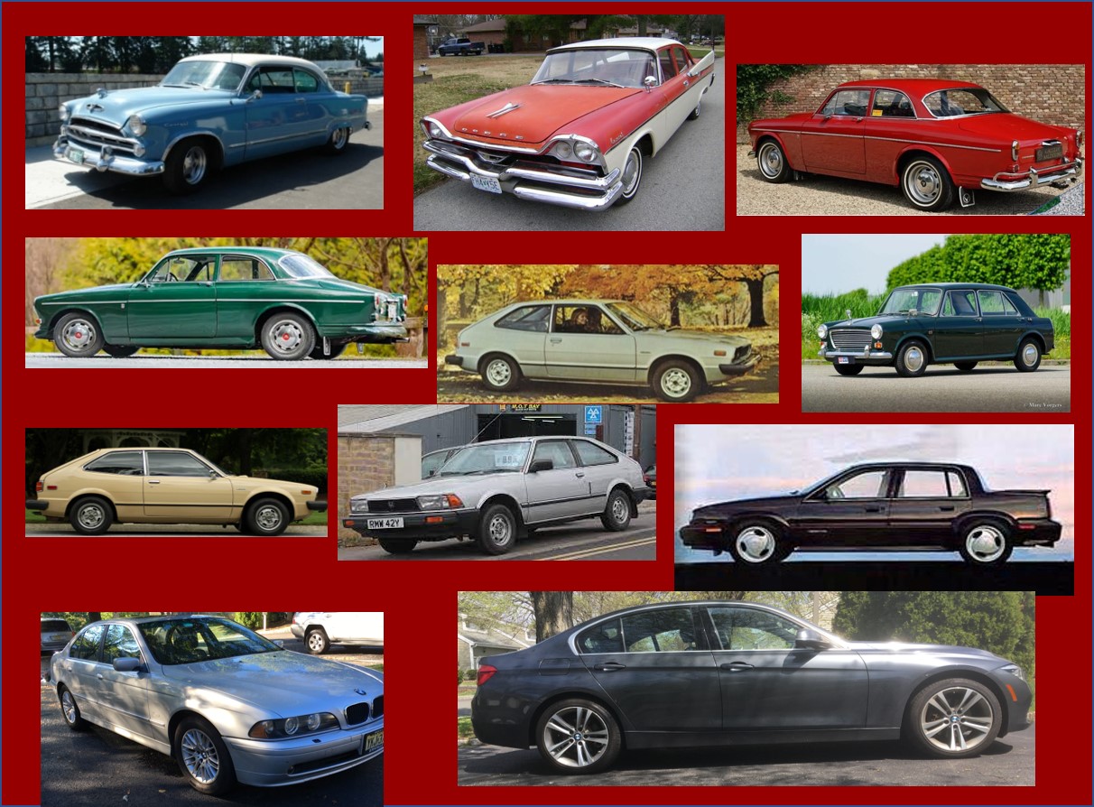 Pictures of cars I've owned from 1953 and'57 Dodges, two Volvo 122s, three Honda Accords, a Morris, and Olds, and two BMWs