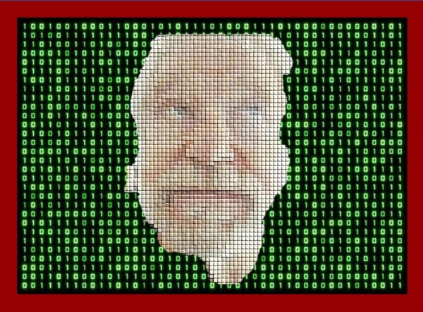 Alan's face emerging from the Matrix
