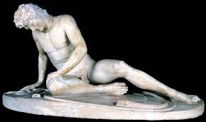 The wounded naked Gaul warrior statue in Rome museum