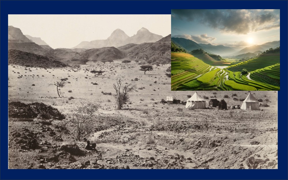 The vison of the green vally pulls the nomads across the desert