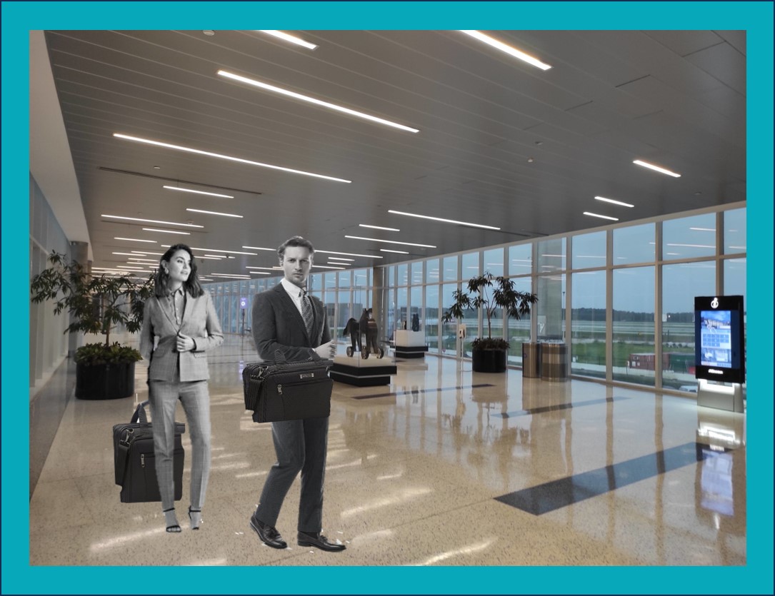 Two consultants in the Houston airport