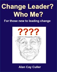 Change Leader? Who Me? cover with clueless Alan drawing