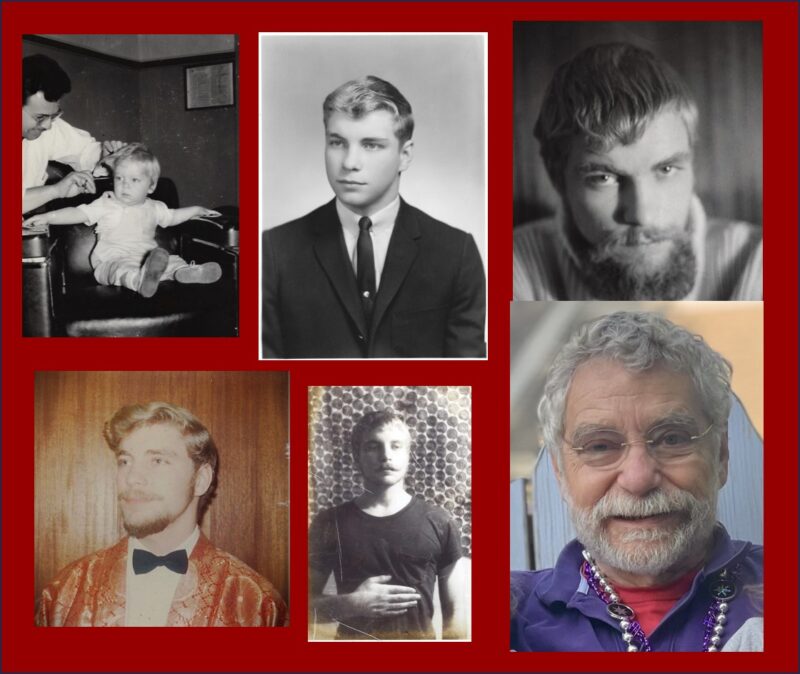 Pictures Alan's First haircut, clean cut high schooler, twenties facial hair and Gray Grampa
