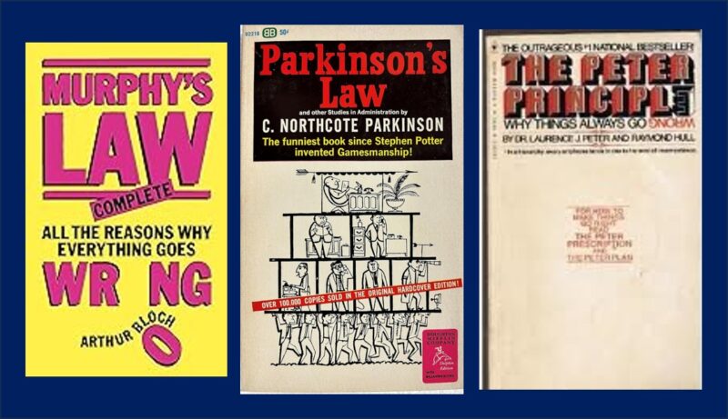Balousov Zhabatinsky Book covers, Murphy's Law, Parkinson's Law and The Peter Principle