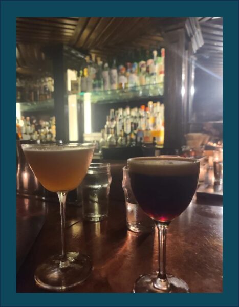Two drinks on a bar