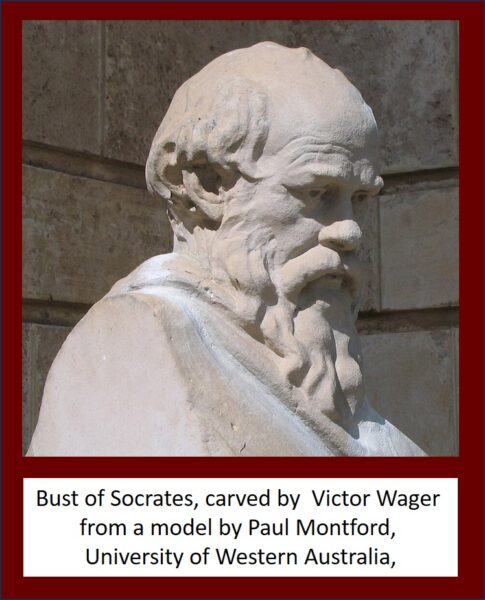 Bust of Socrates, carved by Victor Wager from a model by Paul Montford, University of Western Australia