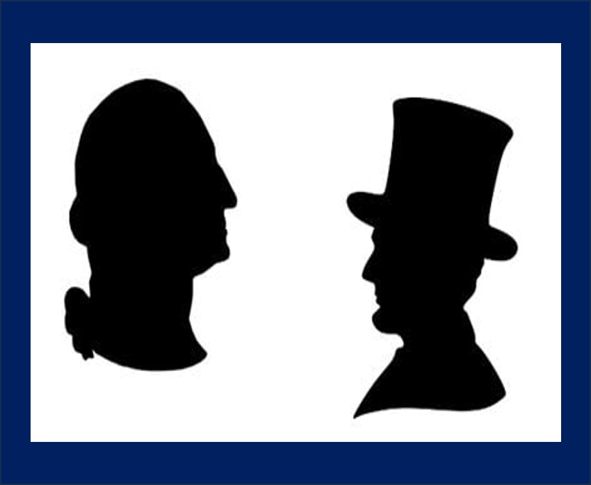 Silhouettes of George Washington and Abrahm Lincoln