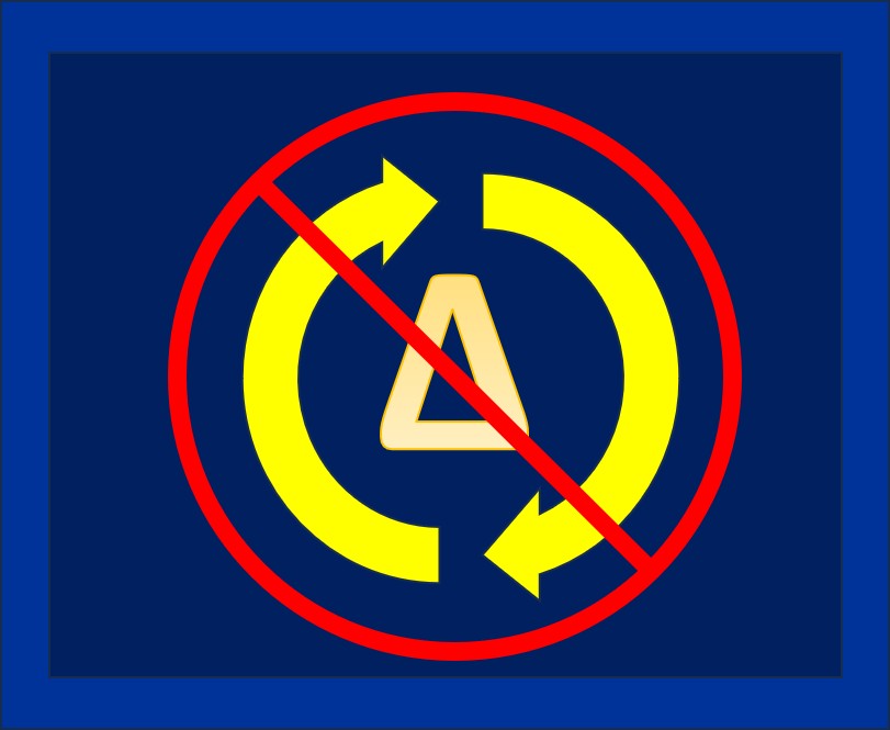 Balousov Zhabatinsky Delta and circular change symbol with a Do Not Enter symbol over it