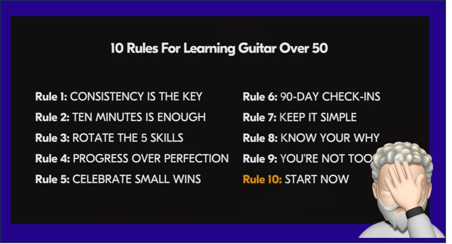 Balousov Zhabatinsky Tony Polecastro's Tene rules for learning Guitar as an Older Adult